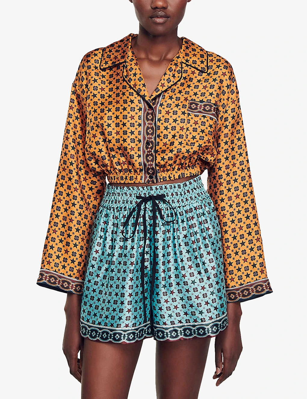 Sandro Festival Cropped Graphic-print Woven Shirt 5 Sandro Festival Cropped Graphic-print Woven Shirt - Image 5