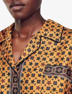 Sandro Festival Cropped Graphic-print Woven Shirt 11 Sandro Festival Cropped Graphic-print Woven Shirt -Whistles Clothing Shop R04197488 BRUNS ALT05