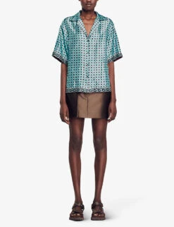 Sandro Vanille Graphic-print Woven Shirt -Whistles Clothing Shop R04197508 BRUNS ALT02