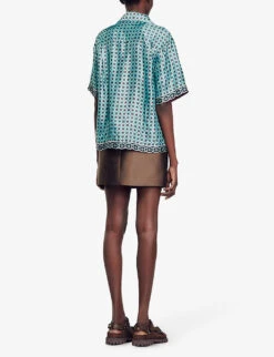 Sandro Vanille Graphic-print Woven Shirt -Whistles Clothing Shop R04197508 BRUNS ALT03