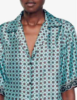Sandro Vanille Graphic-print Woven Shirt -Whistles Clothing Shop R04197508 BRUNS ALT04