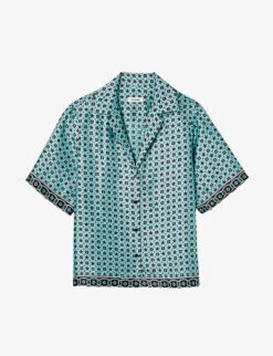 Sandro Vanille Graphic-print Woven Shirt