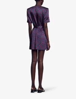 Sandro Curry Graphic-print Satin Jumpsuit -Whistles Clothing Shop R04197510 BLEUS ALT03