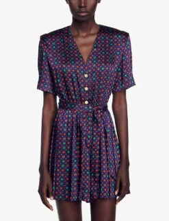 Sandro Curry Graphic-print Satin Jumpsuit -Whistles Clothing Shop R04197510 BLEUS ALT04