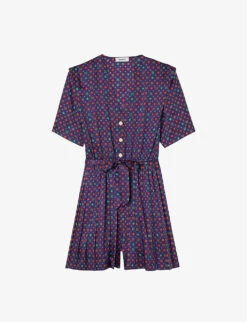 Sandro Curry Graphic-print Satin Jumpsuit