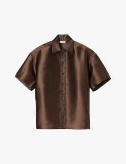 Sandro Oliviane Point-collar Satin Shirt