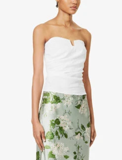 Madelyn Slim-fit Boned Linen Top -Whistles Clothing Shop R04203307 WHITE ALT02