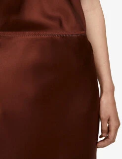 Joseph Isaak Slim-fit Silk Midi Skirt -Whistles Clothing Shop R04203740 MAHOGANY ALT04