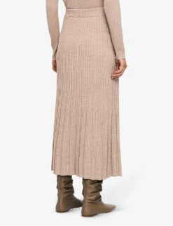 Joseph Ribbed A-line Wool Midi Skirt -Whistles Clothing Shop R04203816 WARMTAUPE ALT03