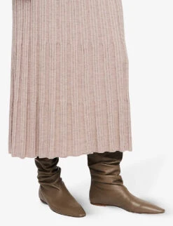 Joseph Ribbed A-line Wool Midi Skirt -Whistles Clothing Shop R04203816 WARMTAUPE ALT04