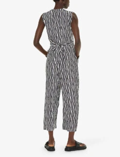 Whistles Josie Optical Rope-pattern Woven Jumpsuit -Whistles Clothing Shop R04204951 BLACK ALT03