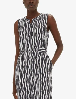 Whistles Josie Optical Rope-pattern Woven Jumpsuit -Whistles Clothing Shop R04204951 BLACK ALT04