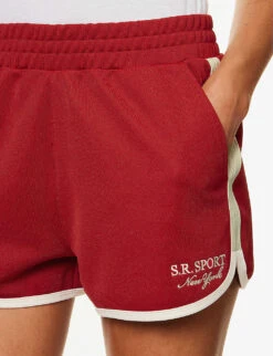 Piped-edge Logo-embroidered Track Shorts -Whistles Clothing Shop R04205001 RUBY ALT04