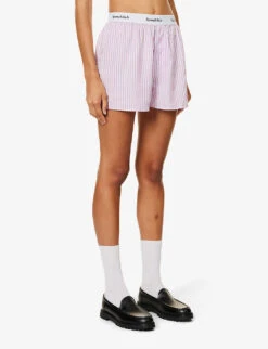 Logo-waistband Striped Tencel Boxer Shorts -Whistles Clothing Shop R04205014 PURPLE ALT02