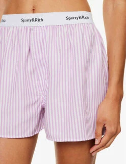 Logo-waistband Striped Tencel Boxer Shorts -Whistles Clothing Shop R04205014 PURPLE ALT04