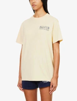 New York Raquet Club Graphic-print Cotton-jersey T-shirt -Whistles Clothing Shop R04205018 ALMOND ALT02