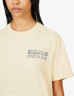 New York Raquet Club Graphic-print Cotton-jersey T-shirt -Whistles Clothing Shop R04205018 ALMOND ALT04