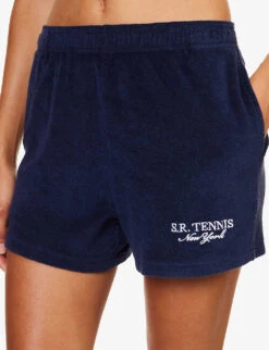 Terry Brand-embroidered Cotton-towelling Shorts 9 Terry Brand-embroidered Cotton-towelling Shorts -Whistles Clothing Shop R04205027 NAVY ALT04