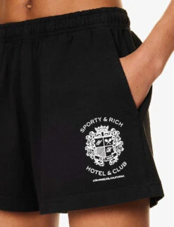 Hotel Disco Logo-print Mid-rise Cotton Shorts -Whistles Clothing Shop R04205039 BLACK ALT04