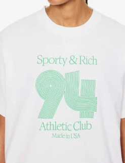 Athletic Club Brand-print Regular-fit Cotton-jersey T-shirt 9 Athletic Club Brand-print Regular-fit Cotton-jersey T-shirt -Whistles Clothing Shop R04205098 WHITEVERDE ALT04