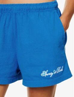 Disco Brand-print Cotton-jersey Shorts -Whistles Clothing Shop R04205123 ROYALBLUEWHITE ALT04