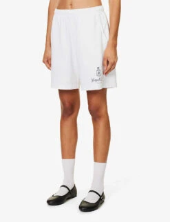 Vendome Brand-print Cotton-jersey Shorts -Whistles Clothing Shop R04205124 WHITENAVY ALT02