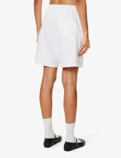 Vendome Brand-print Cotton-jersey Shorts -Whistles Clothing Shop R04205124 WHITENAVY ALT03