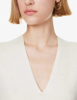 ME AND EM V-neck Relaxed-fit Wool-blend Vest -Whistles Clothing Shop R04205688 CREAM ALT05