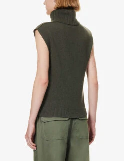 ME AND EM Turtle-neck Wool And Cashmere-blend Vest -Whistles Clothing Shop R04205690 INTENSEOLIVE ALT03