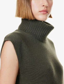 ME AND EM Turtle-neck Wool And Cashmere-blend Vest -Whistles Clothing Shop R04205690 INTENSEOLIVE ALT04