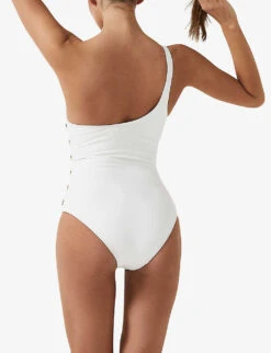 Reiss Benthany Button-embellished Swimsuit -Whistles Clothing Shop R04208637 WHITE ALT03