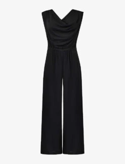 Cowl-neck Sleeveless Crepe Jumpsuit
